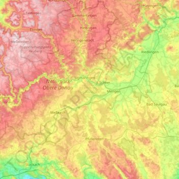 Landkreis Sigmaringen topographic map, elevation, terrain