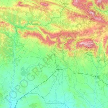 Hoya de Huesca / Plana de Uesca topographic map, elevation, terrain