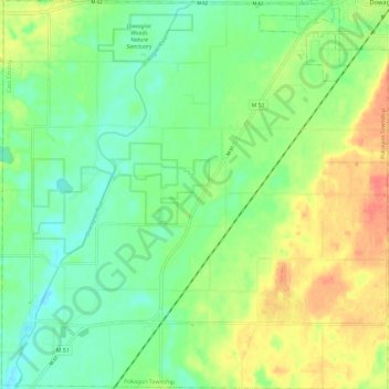 Pokagon Township topographic map, elevation, terrain
