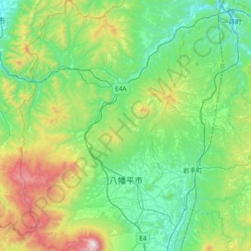 Hachimantai topographic map, elevation, terrain