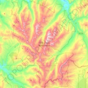 Holy Cross Wilderness Area topographic map, elevation, terrain