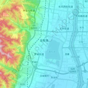 金胜镇 topographic map, elevation, terrain