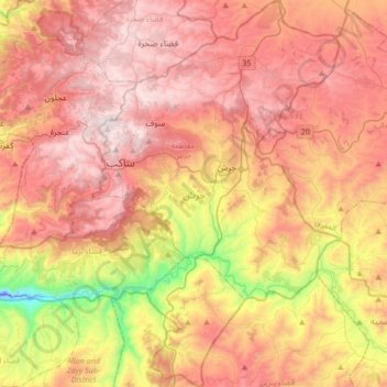 Jarash topographic map, elevation, terrain