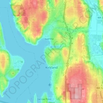 Kirkland topographic map, elevation, terrain