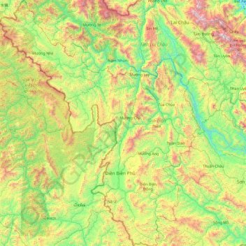 Điện Biên Province topographic map, elevation, terrain