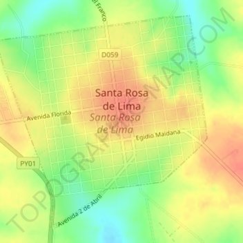 Santa Rosa de Lima topographic map, elevation, terrain