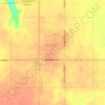 Stratford topographic map, elevation, terrain