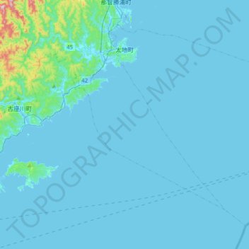 Taiji topographic map, elevation, terrain
