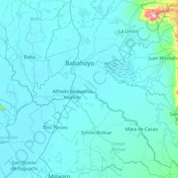 Babahoyo topographic map, elevation, terrain