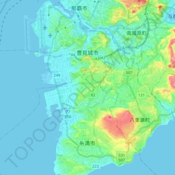 Tomigusuku topographic map, elevation, terrain