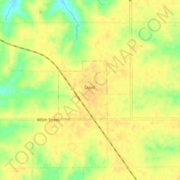 Udell topographic map, elevation, terrain