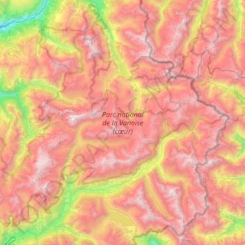Parc national de la Vanoise (cœur) topographic map, elevation, terrain