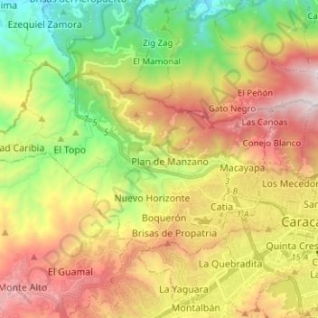 Parroquia Sucre topographic map, elevation, terrain