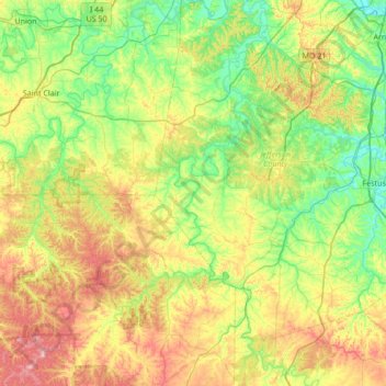 Big River topographic map, elevation, terrain