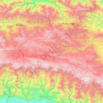 Lanny Jaya topographic map, elevation, terrain