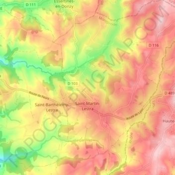 Saint-Martin-Lestra topographic map, elevation, terrain