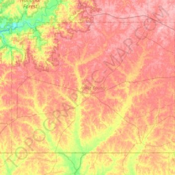 Amite County topographic map, elevation, terrain