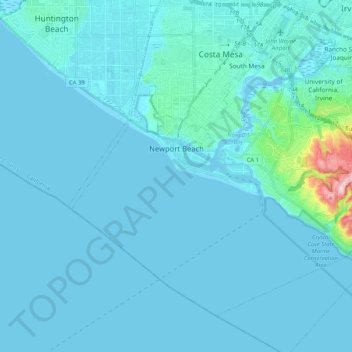 Newport Beach topographic map, elevation, terrain