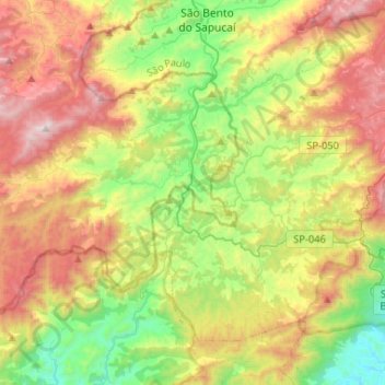 Sapucaí-Mirim topographic map, elevation, terrain