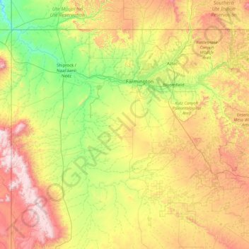 San Juan County topographic map, elevation, terrain