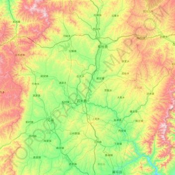 武乡县 topographic map, elevation, terrain