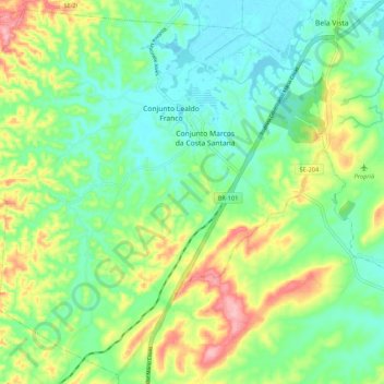 Cedro de São João topographic map, elevation, terrain