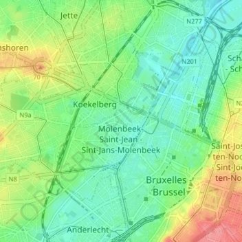 Sint-Jans-Molenbeek topographic map, elevation, terrain