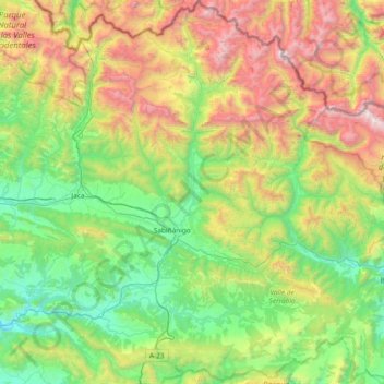 Alto Gállego topographic map, elevation, terrain