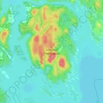 остров Тимонсаари topographic map, elevation, terrain