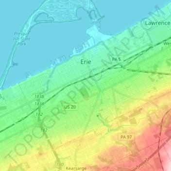 Erie topographic map, elevation, terrain