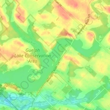 Guelph Lake topographic map, elevation, terrain