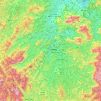 Afonso Cláudio topographic map, elevation, terrain