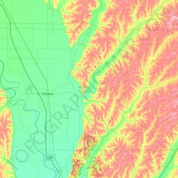 Monona County topographic map, elevation, terrain