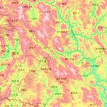 澜沧拉祜族自治县 topographic map, elevation, terrain