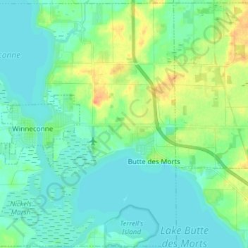 Town of Winneconne topographic map, elevation, terrain