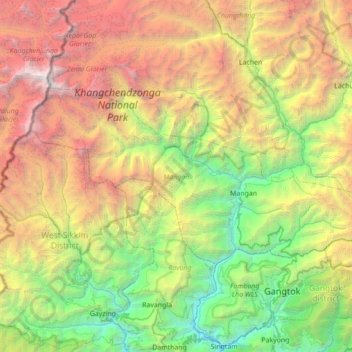 Mangan topographic map, elevation, terrain