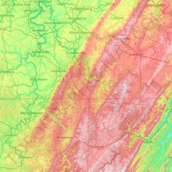 Youghiogheny River topographic map, elevation, terrain