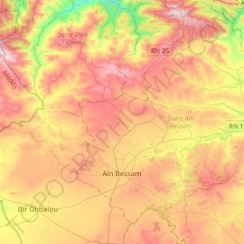 Aïn Bessam topographic map, elevation, terrain