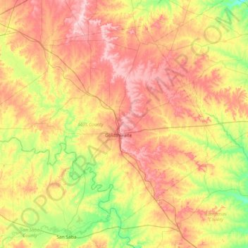 Mills County topographic map, elevation, terrain