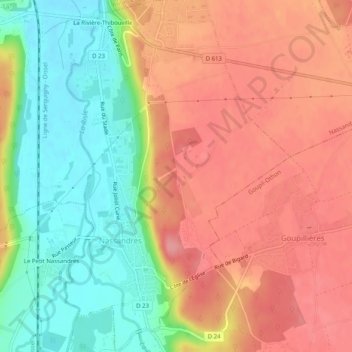 Nassandres topographic map, elevation, terrain