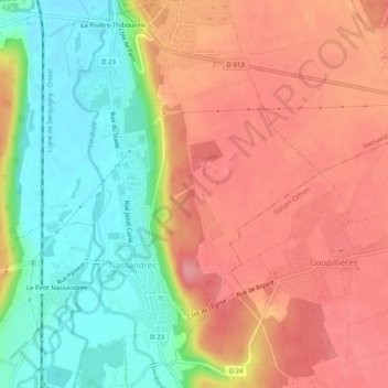 Nassandres topographic map, elevation, terrain