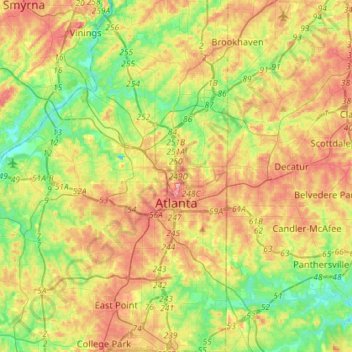 Atlanta topographic map, elevation, terrain