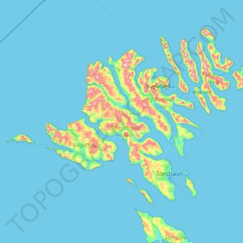 Streymoy topographic map, elevation, terrain