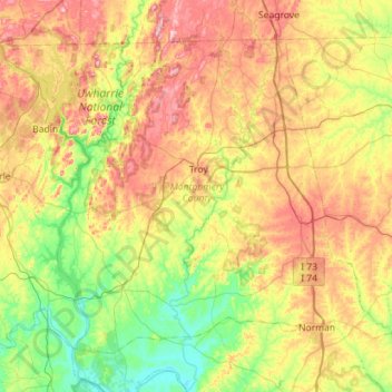 Montgomery County topographic map, elevation, terrain