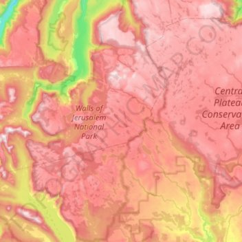 Walls Of Jerusalem topographic map, elevation, terrain