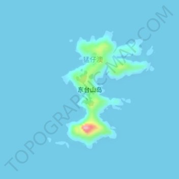 东台山岛 topographic map, elevation, terrain