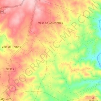 Vale de Gouvinhas topographic map, elevation, terrain