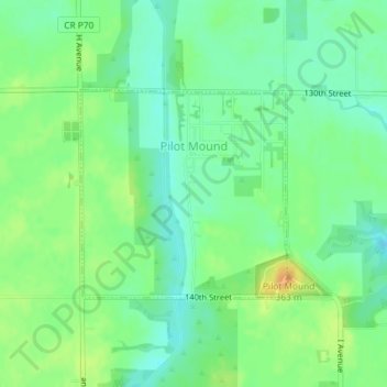 Pilot Mound topographic map, elevation, terrain