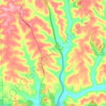 Lancaster Township topographic map, elevation, terrain