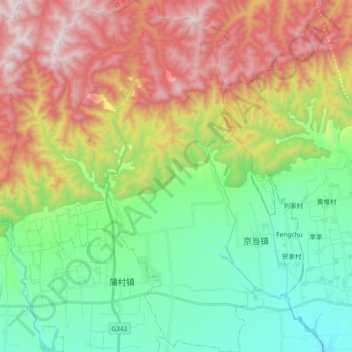 京当镇 topographic map, elevation, terrain